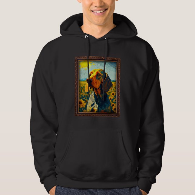 American English Coonhound Painting Sunflower Flow Hoodie (Framsida)