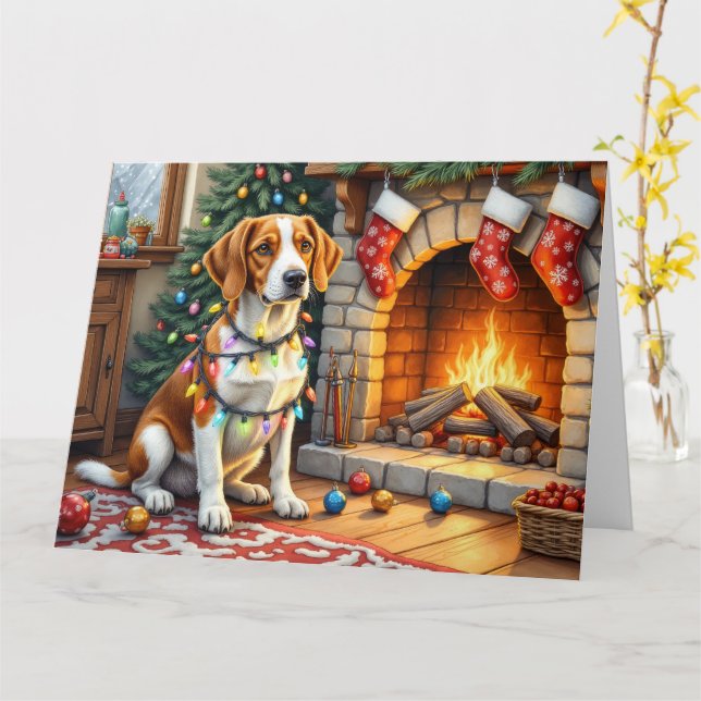 American English Foxhound Christmas Lights  Kort (Gul blomma)