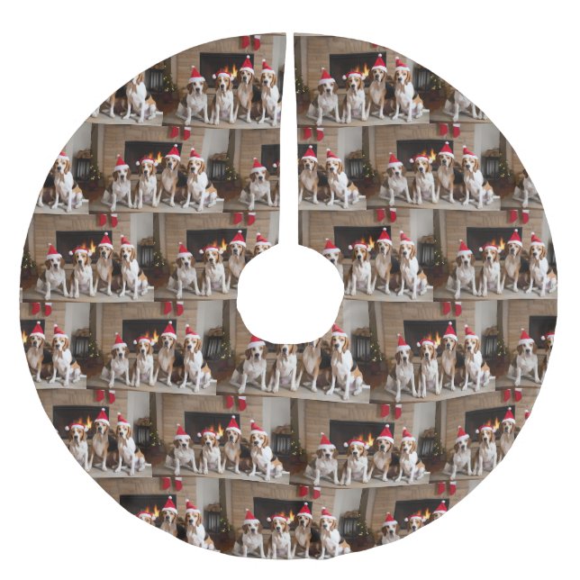 American English Foxhound Fireplace jul Julgransmatta Borstad Polyester (Framsidan)