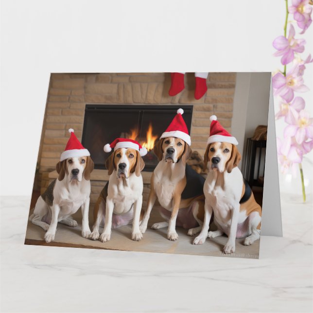 American English Foxhound Fireplace jul Kort (Orkide)