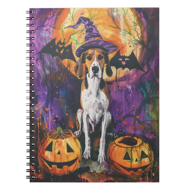 American English Foxhound Halloween Pumpkin Anteckningsbok (Framsidan)
