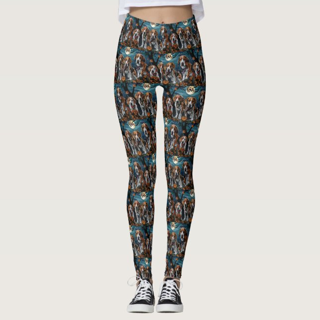 American English Foxhound Halloween Spooky Leggings (Framsida)