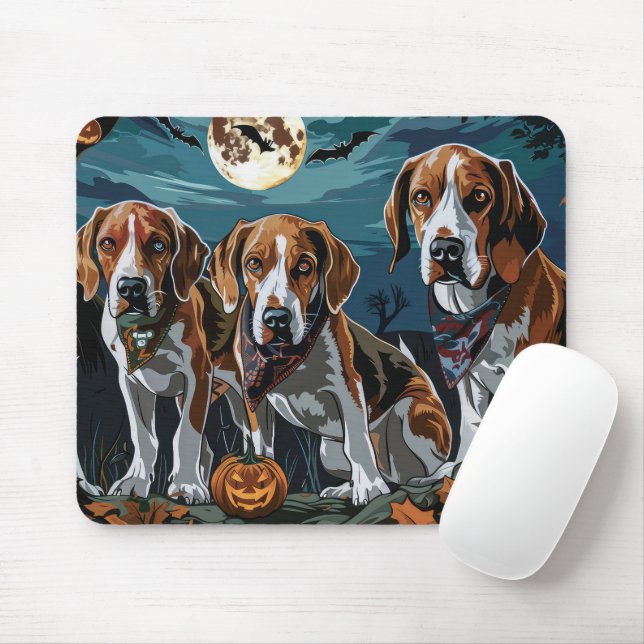 American English Foxhound Halloween Spooky Musmatta (Med mus)