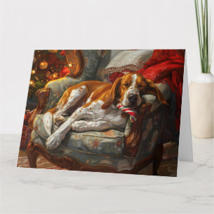 American English Foxhound Hund jul Festive Kort