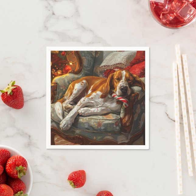 American English Foxhound Hund jul Festive Pappersservett (Insitu)