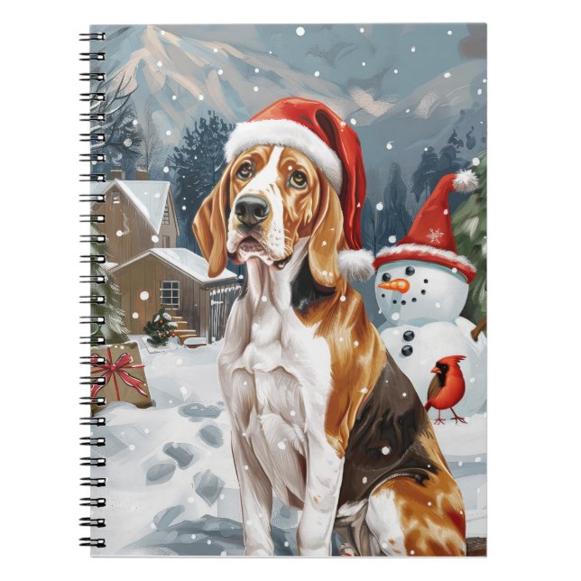 American English Foxhound Hund Winter jul Joy Anteckningsbok (Framsidan)