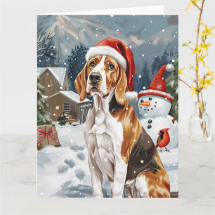 American English Foxhound Hund Winter jul Joy Kort