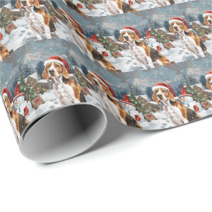 American English Foxhound Hund Winter jul Joy Presentpapper