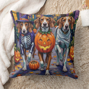 American English Foxhound i Halloween-kostymer Kudde