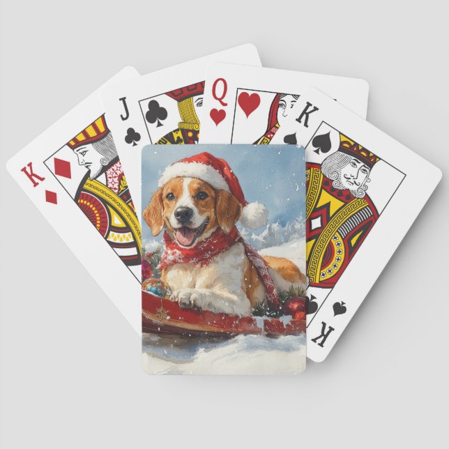 American English Foxhound i släde jul Casinokort (Baksidan)