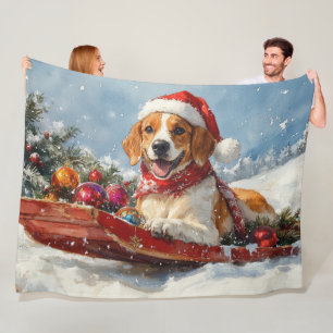 American English Foxhound i släde jul Fleecefilt