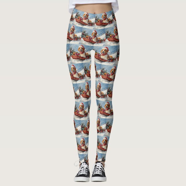 American English Foxhound i Sledge jul Leggings (Framsida)