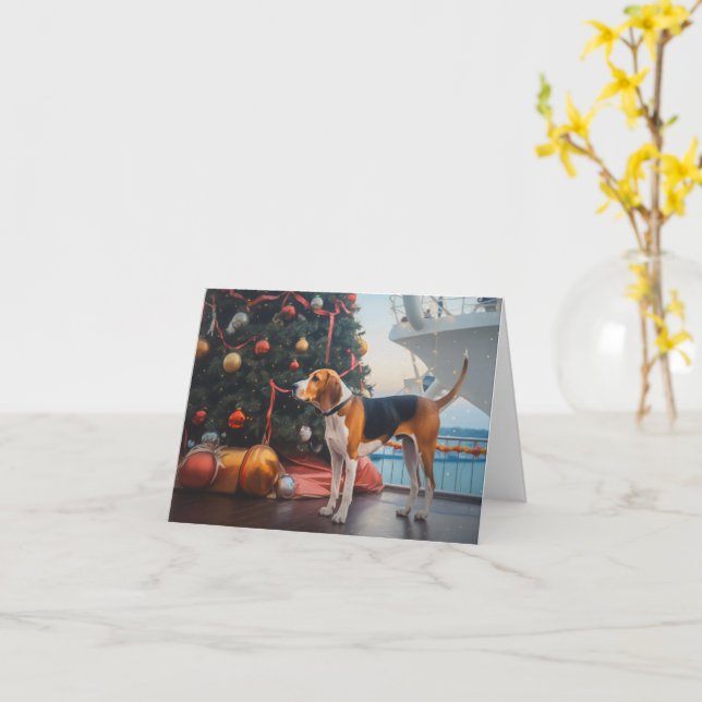 American English Foxhound jul Cruise Helgdag Kort (Gul blomma)