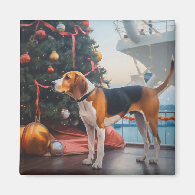 American English Foxhound jul Cruise Helgdag Magnet (Framsidan)