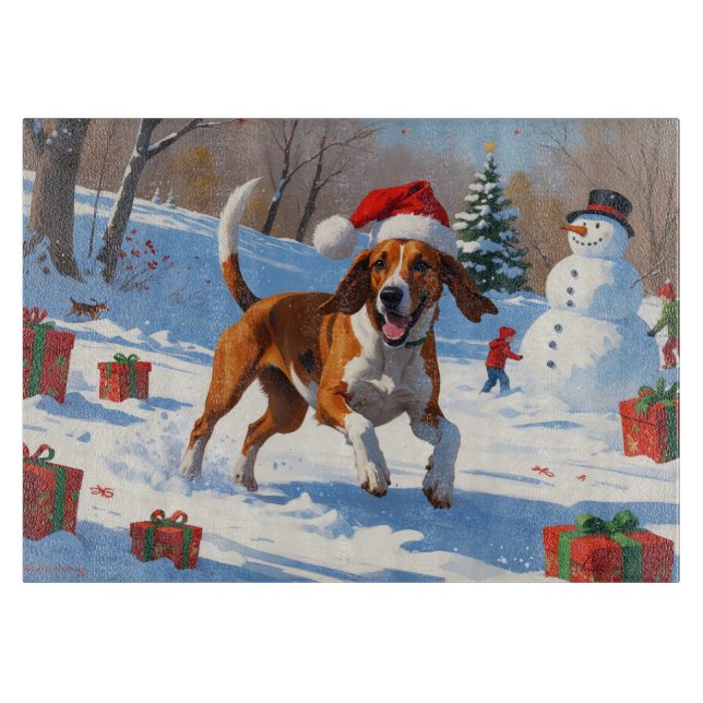 American English Foxhound jul Festive Snö (Framsidan)
