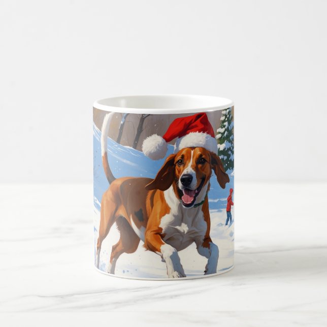 American English Foxhound jul Festive Snö Kaffemugg (Center)
