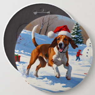 American English Foxhound jul Festive Snö Knapp
