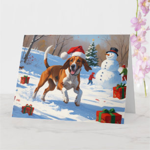 American English Foxhound jul Festive Snö Kort