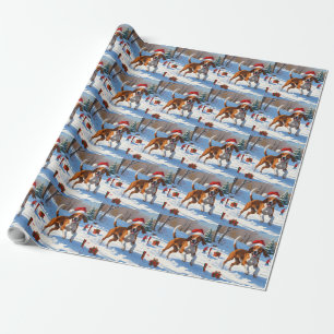 American English Foxhound jul Festive Snö Presentpapper