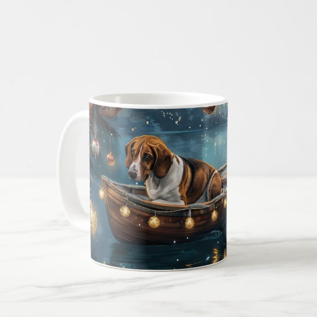 American English Foxhound jul Festive Voyage Kaffemugg (Framsida vänster)