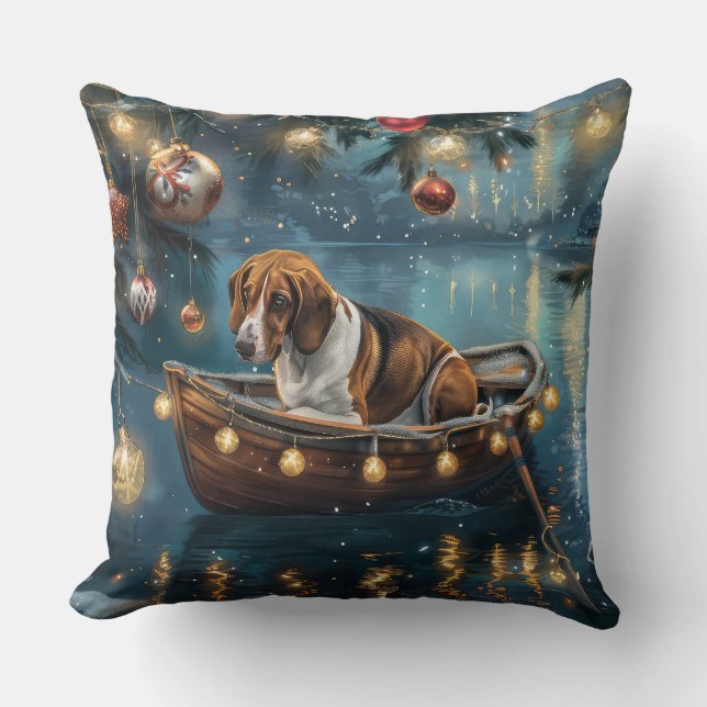 American English Foxhound jul Festive Voyage Kudde (Framsida)