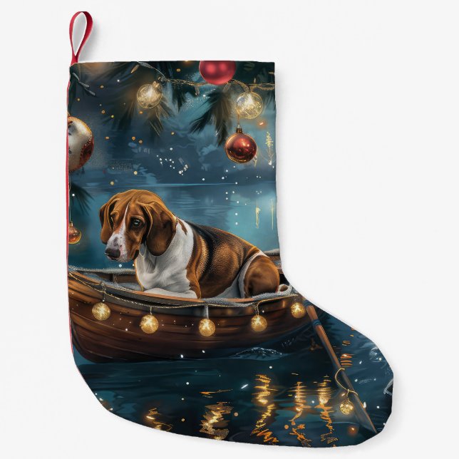 American English Foxhound jul Festive Voyage Liten Julstrumpa (Framsidan)