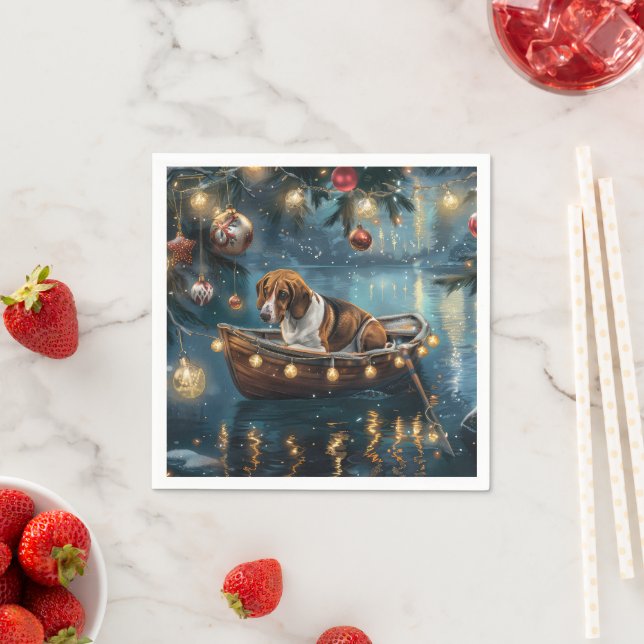 American English Foxhound jul Festive Voyage Pappersservett (Insitu)