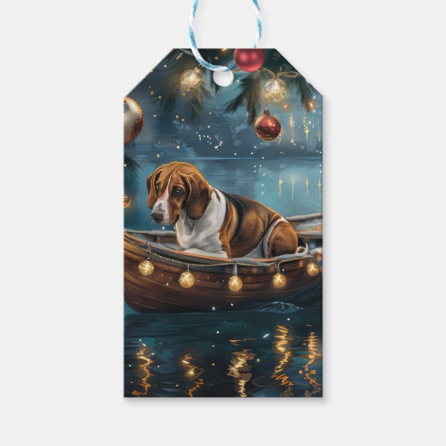 American English Foxhound jul Festive Voyage Presentetikett (Framsidan)