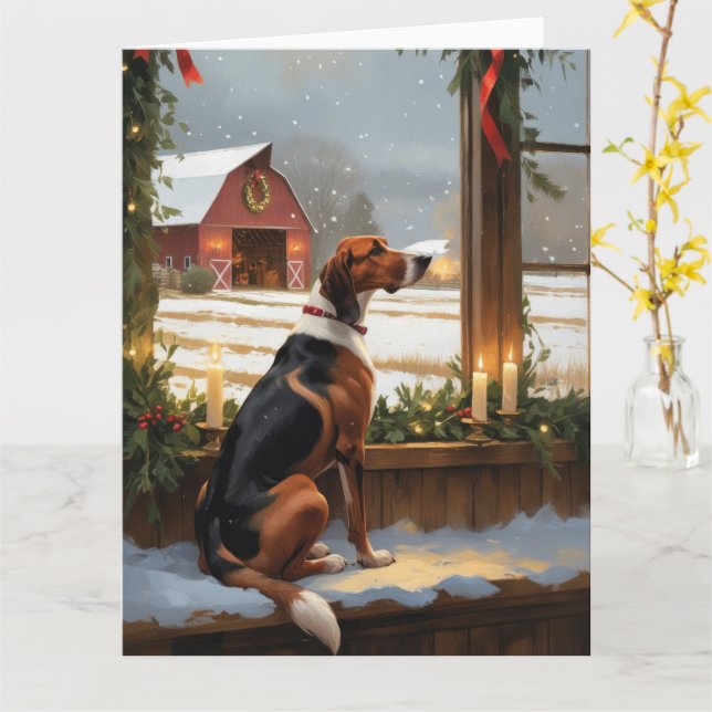 American English Foxhound Ljus Helgdag Kort (Gul blomma)