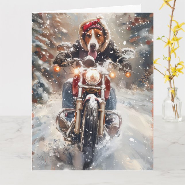 American English Foxhound Riding Bike jul Kort (Gul blomma)