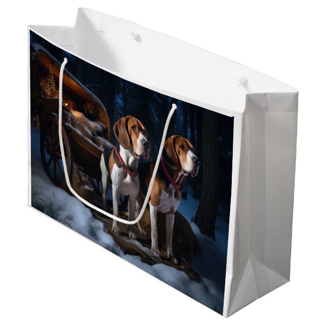 American English Foxhound Snowy Sleigh-jul (Framsidan Vinklad)