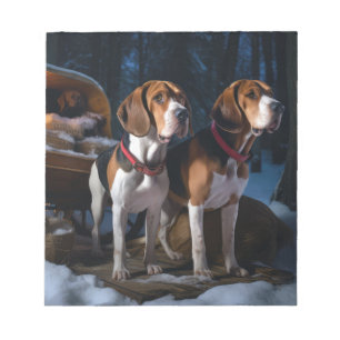 American English Foxhound Snowy Sleigh-jul Anteckningsblock