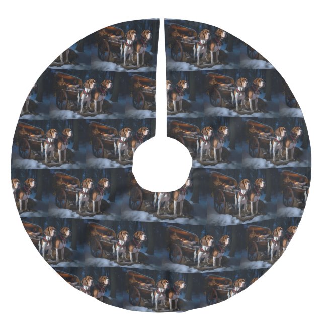 American English Foxhound Snowy Sleigh-jul Julgransmatta Borstad Polyester (Framsidan)