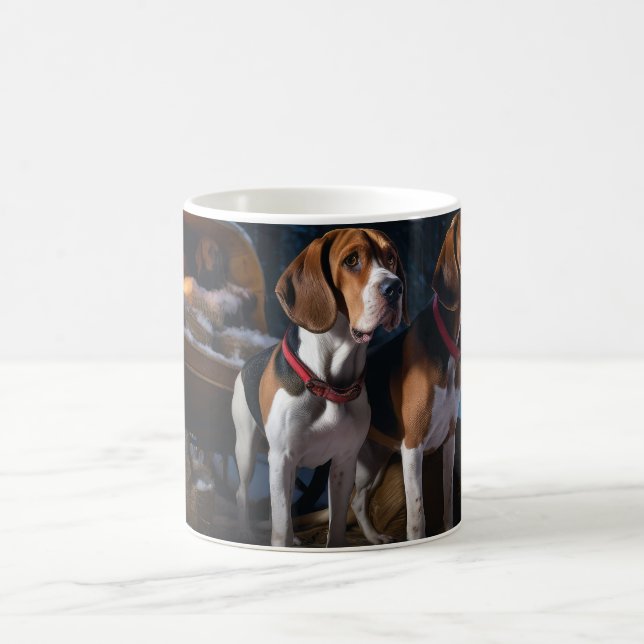 American English Foxhound Snowy Sleigh-jul Kaffemugg (Center)