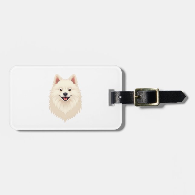 American Eskimo Dog Bagagebricka (Horisontell Framsida)