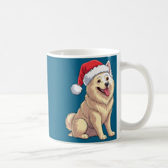 American Eskimo Dog Christmas Santa Hat Pet Dog Lo Kaffemugg (Höger)