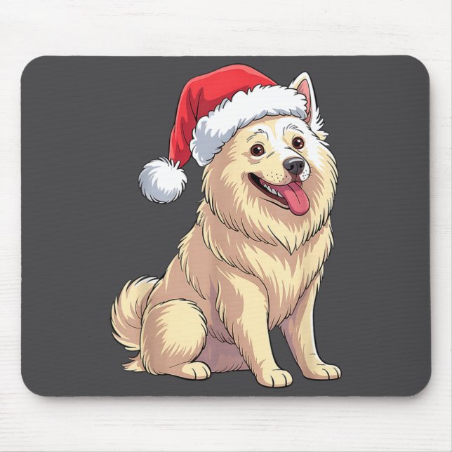 American Eskimo Dog Christmas Santa Hat Pet Dog Lo Musmatta (Framsidan)