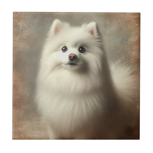 American Eskimo Dog Kakelplatta (Framsidan)