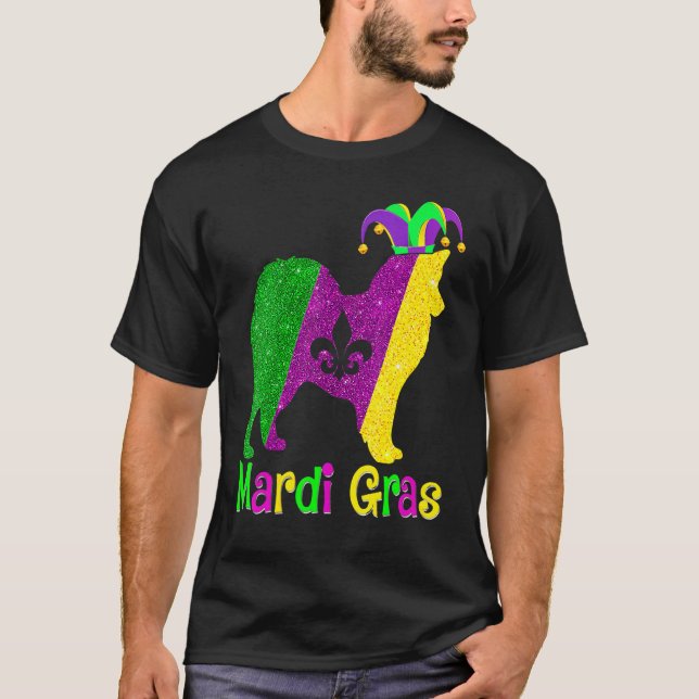 American Eskimo Dog Lover Mardi Gras Carnival Jest T Shirt (Framsida)