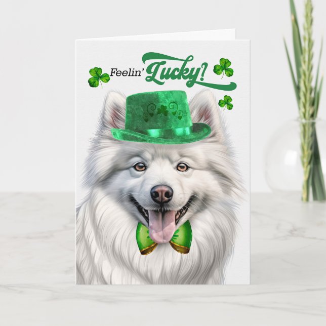 American Eskimo Dog Lycka St Patrick's Day Helgkort (Framsida)