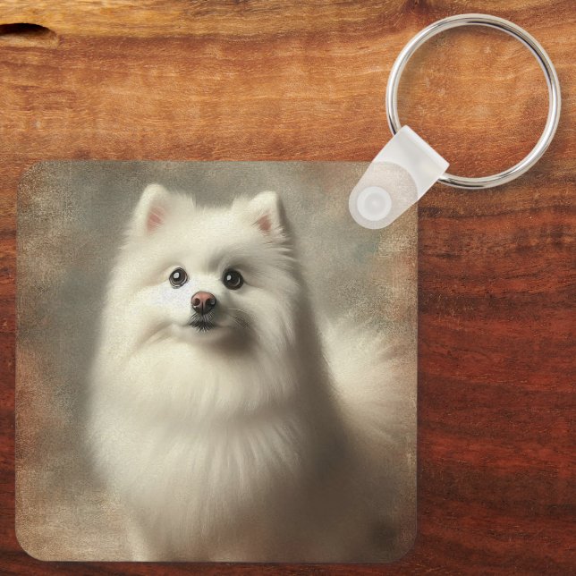 American Eskimo Dog Nyckelring (Baksida)