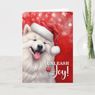 American Eskimo Dog Släpp loss glädjen jul Helgkort
