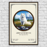 American Eskimo Dog Zoology Series Poster<br><div class="desc">• This digital illustration features a detailed specimen study presented in a classic natural history museum style with scientific data and a vintage aesthetic.
• Requests and/or questions are encouraged and appreciated!</div>