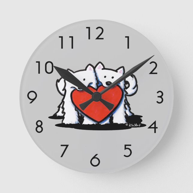 American Eskimo Heartfilt Duo Round Clock Rund Klocka (Framsida)