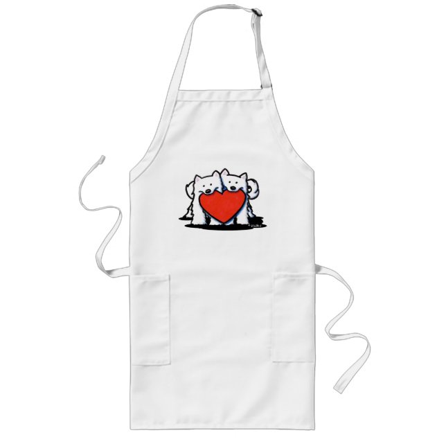 American Eskimo Heartfilt Duo Vuxen Apron Långt Förkläde (Framsidan)