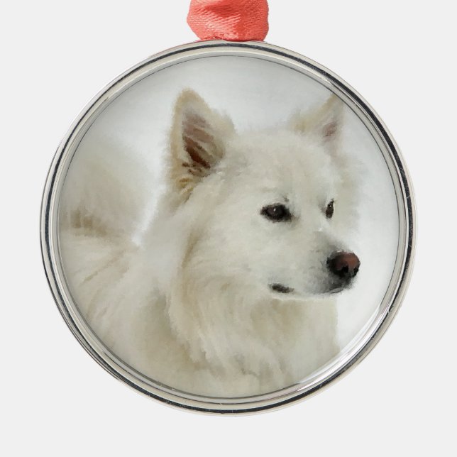 American Eskimo Hund Art Julgransprydnad Metall (Framsidan)