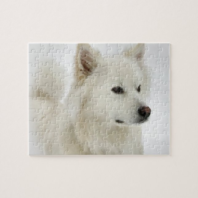 American Eskimo Hund Art Pussel (Horisontell)