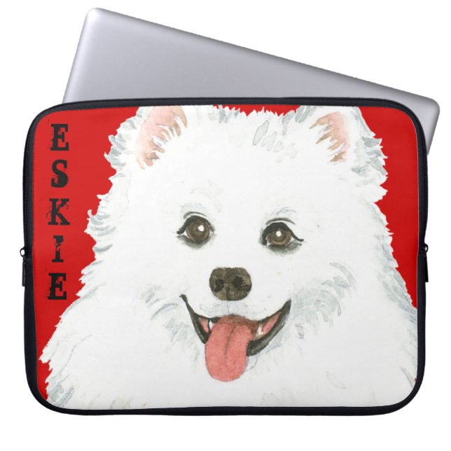American Eskimo Hund Block Laptop Fodral (Framsidan)