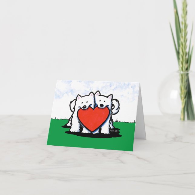 American Eskimo Hund Duo Card Helgkort (Framsida)