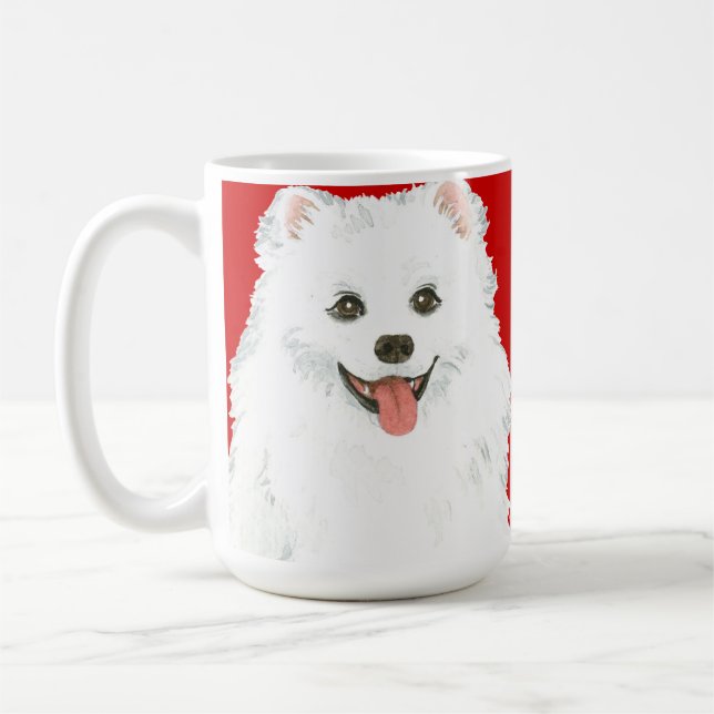 American Eskimo Hund Färg Block Kaffemugg (Vänster)